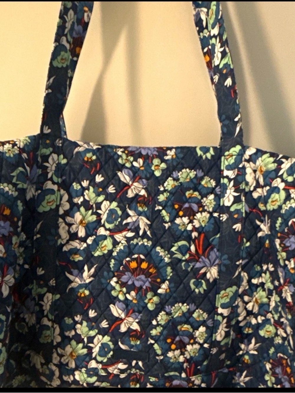 Vera Bradley Navy Quilted Floral LARGE Duffel Bag for Travel